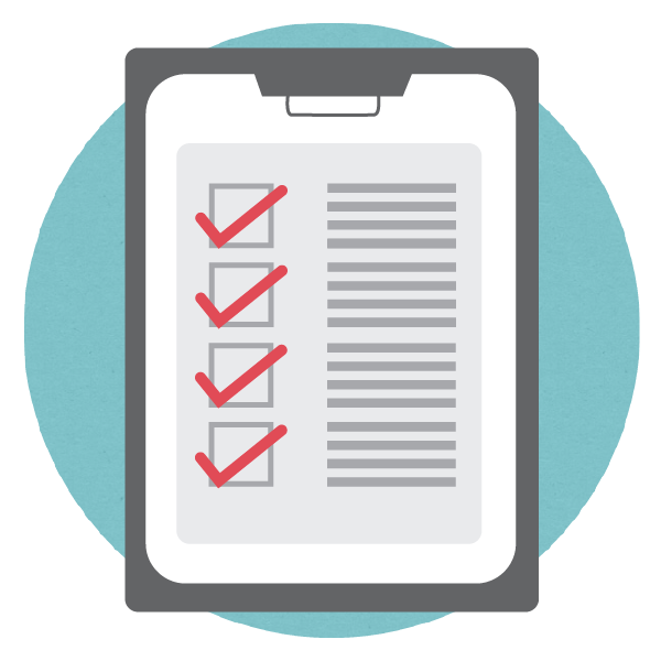 Checklist on teal circle Checklist on teal circle